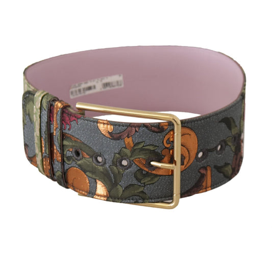 Dolce & Gabbana Multicolor Leather Embroidered Gold Metal Buckle Belt Dolce & Gabbana