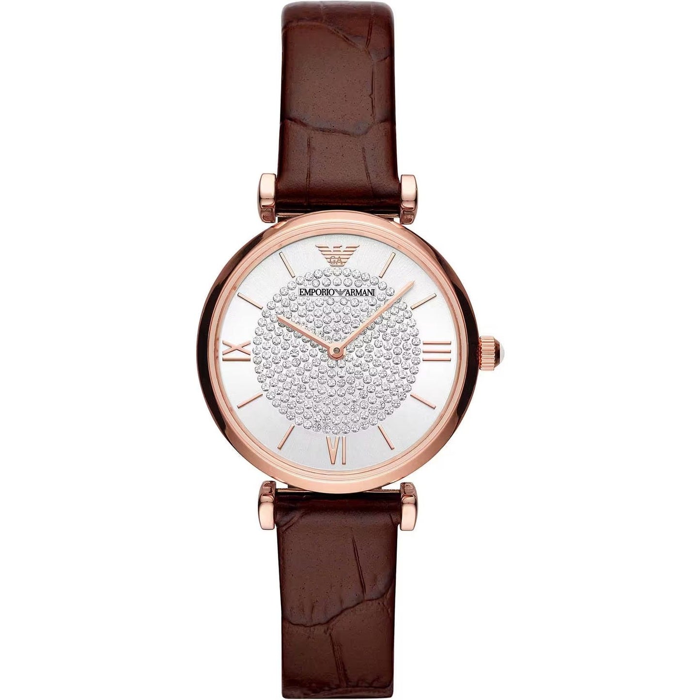 Emporio Armani Brown Steel and Leather Quartz Watch Emporio Armani