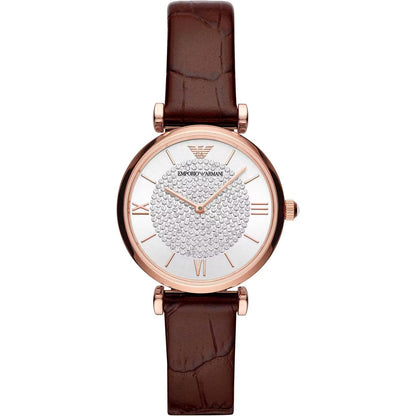 Emporio Armani Brown Steel and Leather Quartz Watch Emporio Armani