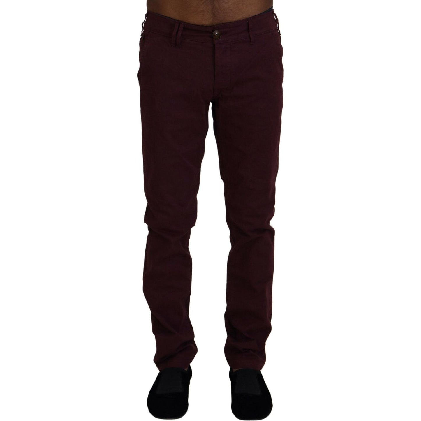 CYCLE Maroon Cotton Stretch Skinny Casual Men Pants CYCLE