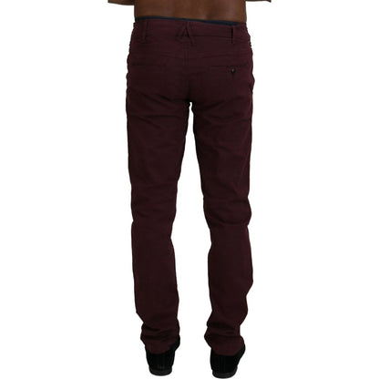 CYCLE Maroon Cotton Stretch Skinny Casual Men Pants CYCLE