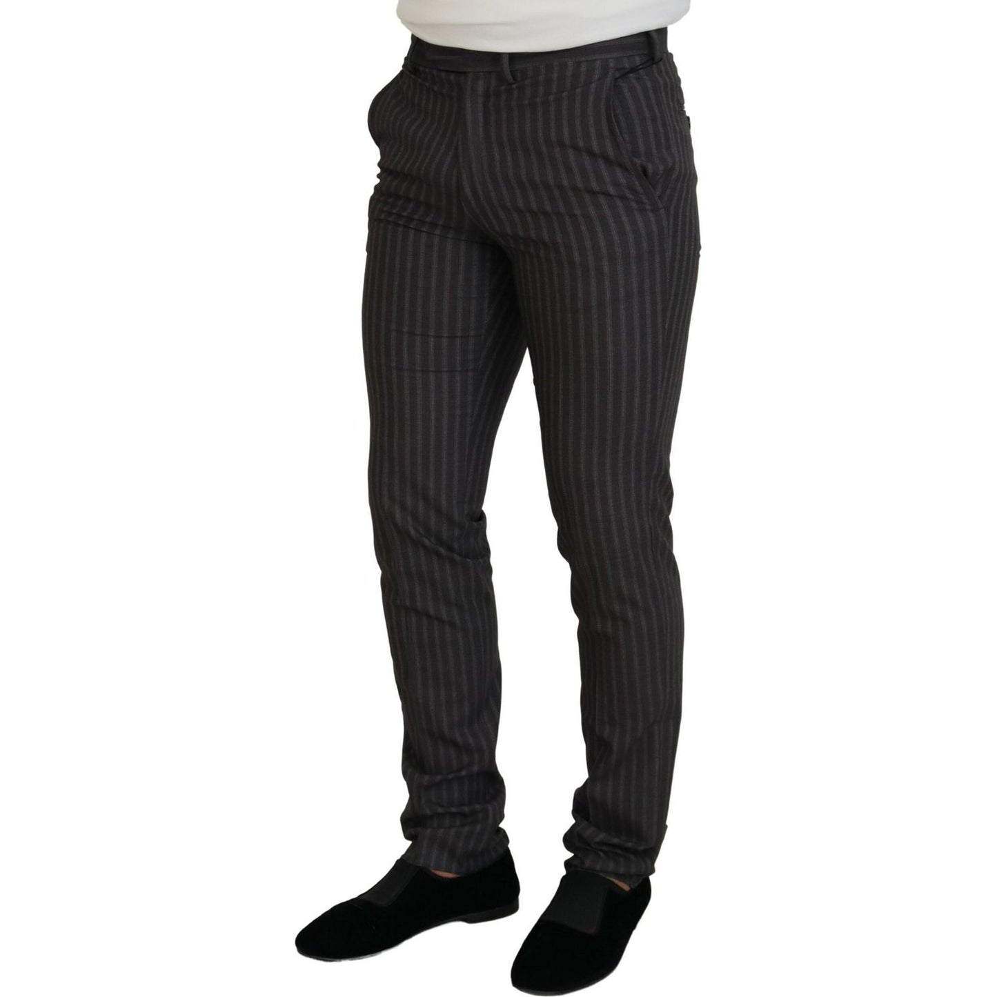 BENCIVENGA Brown Stripes Slim Fit Men Pants BENCIVENGA