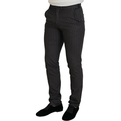 BENCIVENGA Brown Stripes Slim Fit Men Pants BENCIVENGA