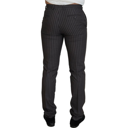 BENCIVENGA Brown Stripes Slim Fit Men Pants BENCIVENGA