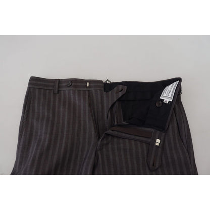 BENCIVENGA Brown Stripes Slim Fit Men Pants BENCIVENGA