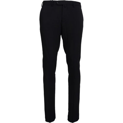 Domenico Tagliente Black Polyester Tapered Dress Pants Domenico Tagliente