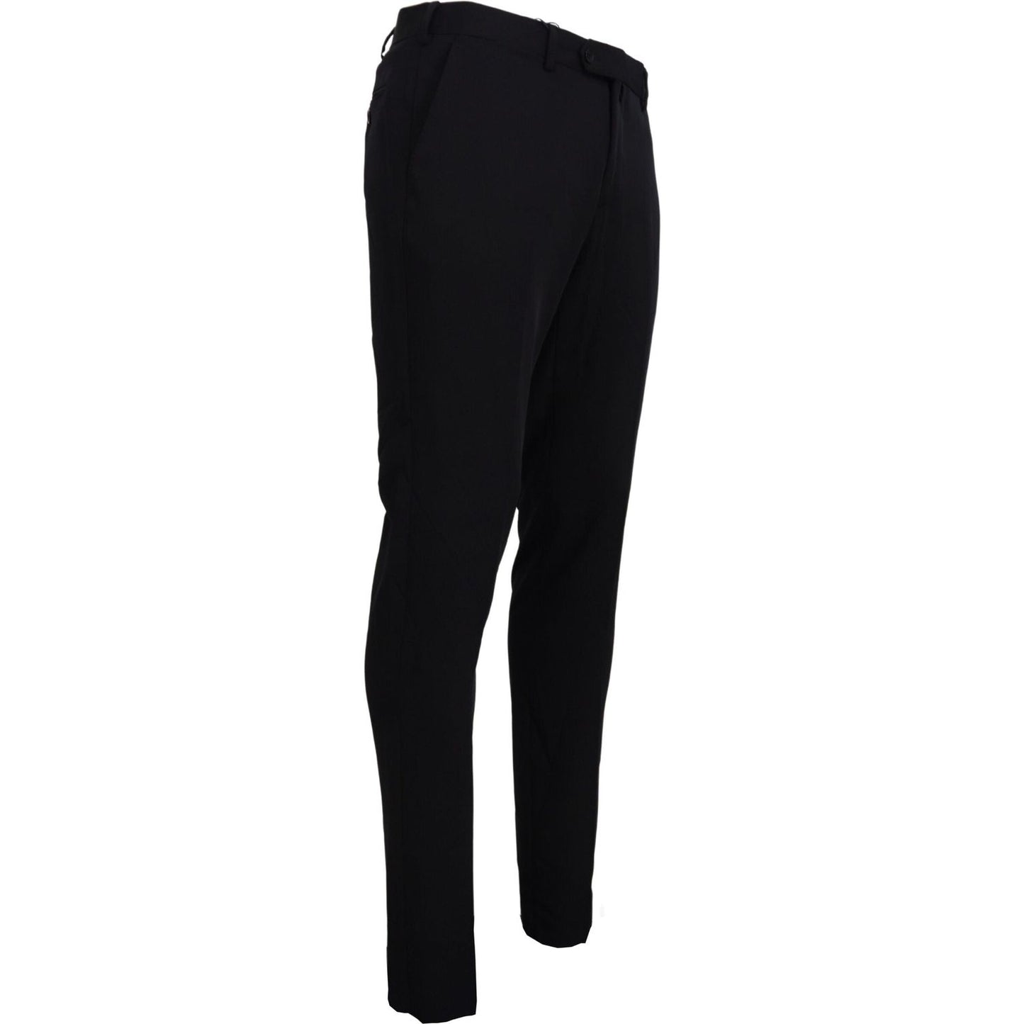 Domenico Tagliente Black Polyester Tapered Dress Pants Domenico Tagliente