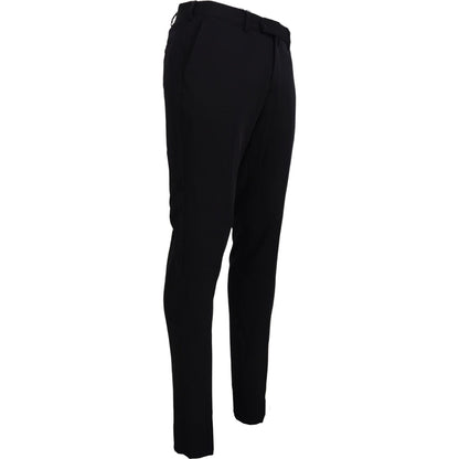 Domenico Tagliente Black Polyester Tapered Dress Pants Domenico Tagliente