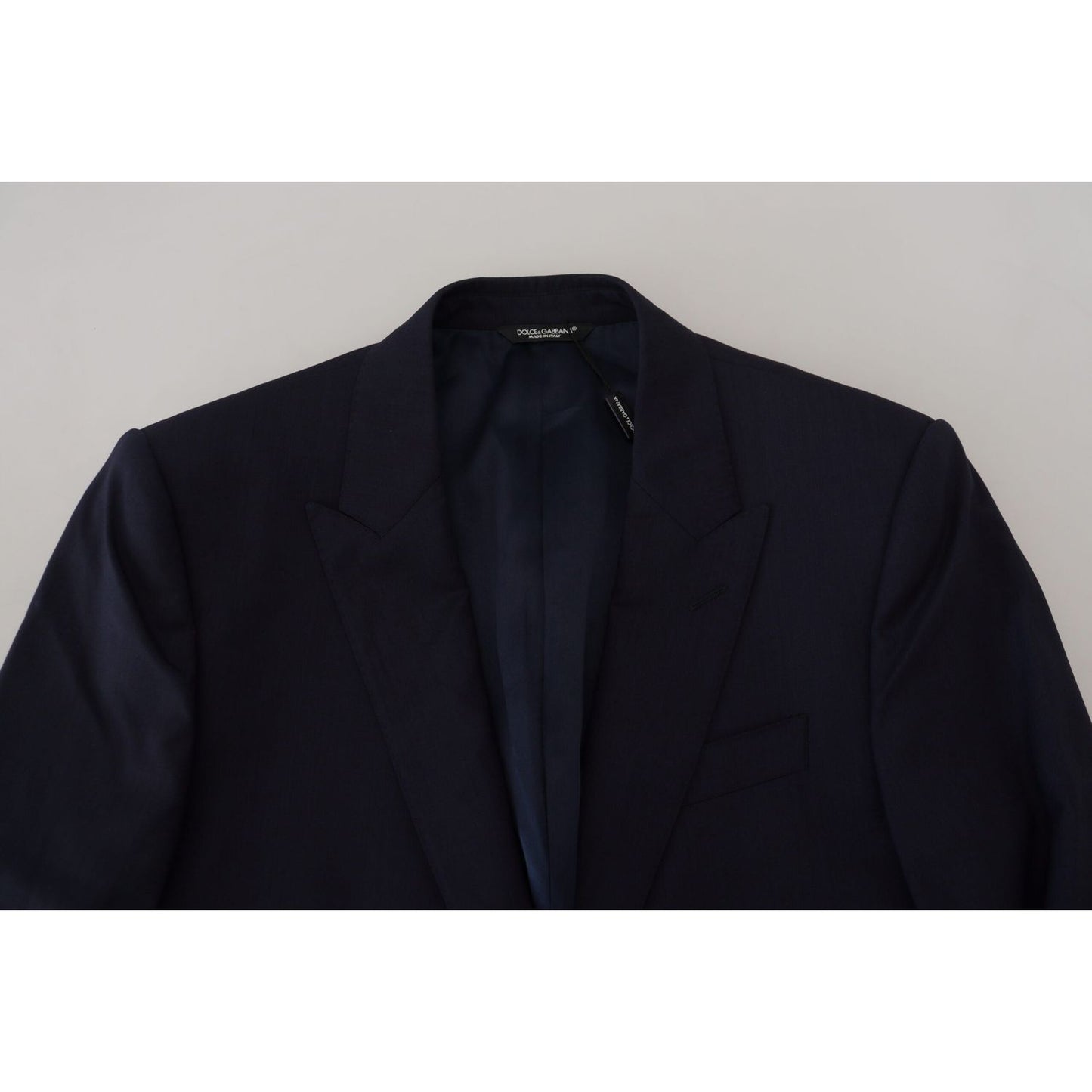 Dolce & Gabbana Blue Wool Slim Fit Formal Coat Blazer Dolce & Gabbana