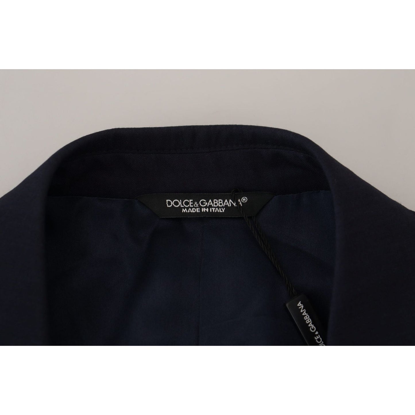 Dolce & Gabbana Blue Wool Slim Fit Formal Coat Blazer Dolce & Gabbana