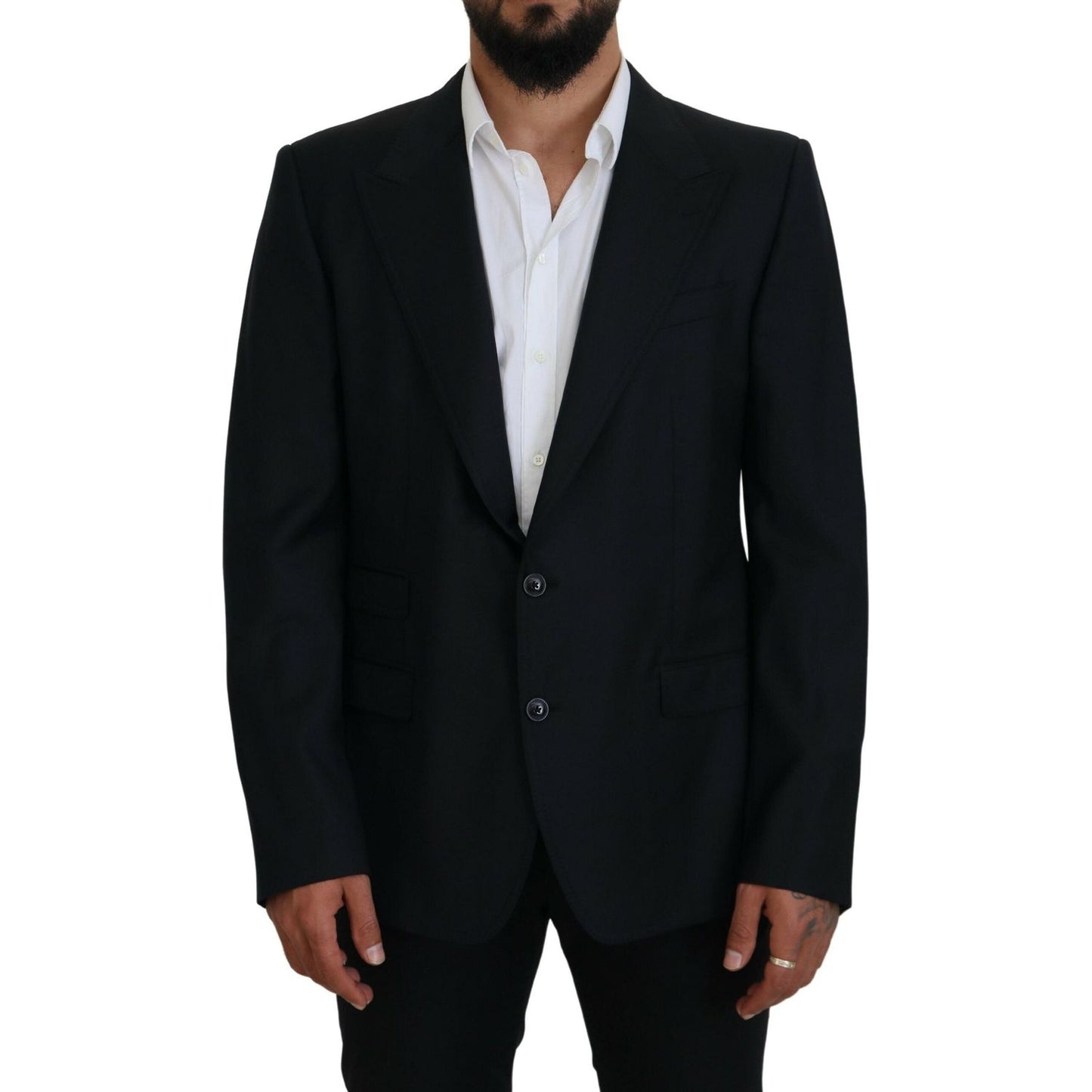 Dolce & Gabbana Dark Blue Wool Formal Sicilia Blazer Dolce & Gabbana
