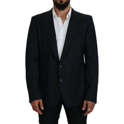 Dolce & Gabbana Dark Blue Wool Formal Sicilia Blazer Dolce & Gabbana