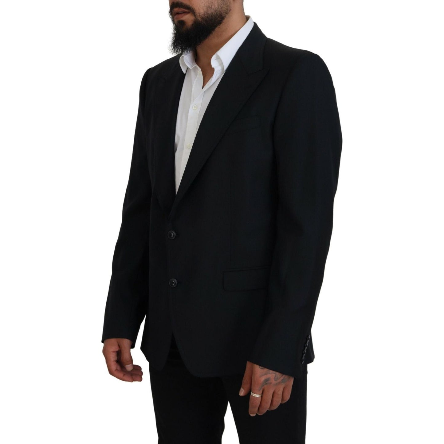 Dolce & Gabbana Dark Blue Wool Formal Sicilia Blazer Dolce & Gabbana