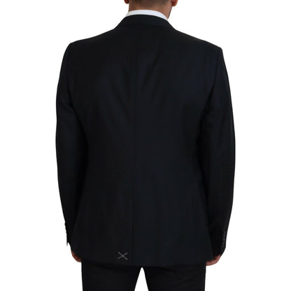 Dolce & Gabbana Dark Blue Wool Formal Sicilia Blazer Dolce & Gabbana