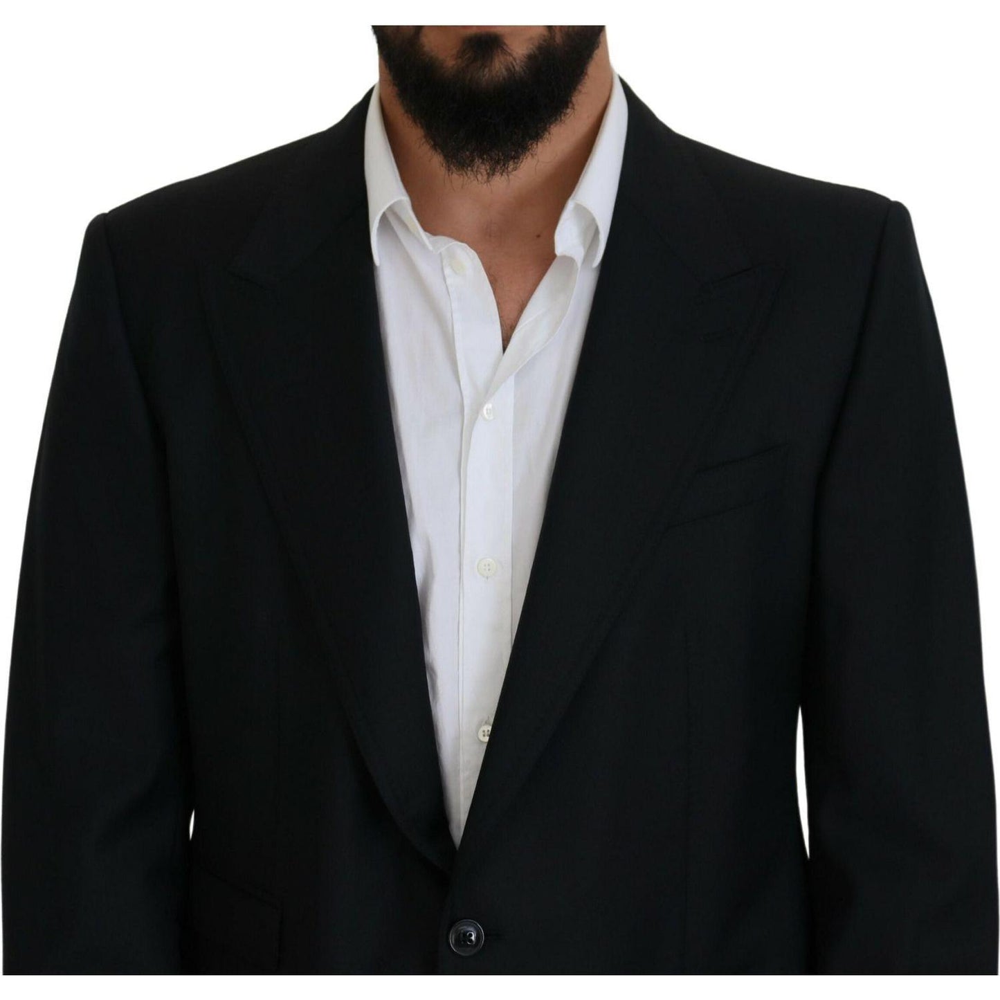 Dolce & Gabbana Dark Blue Wool Formal Sicilia Blazer Dolce & Gabbana