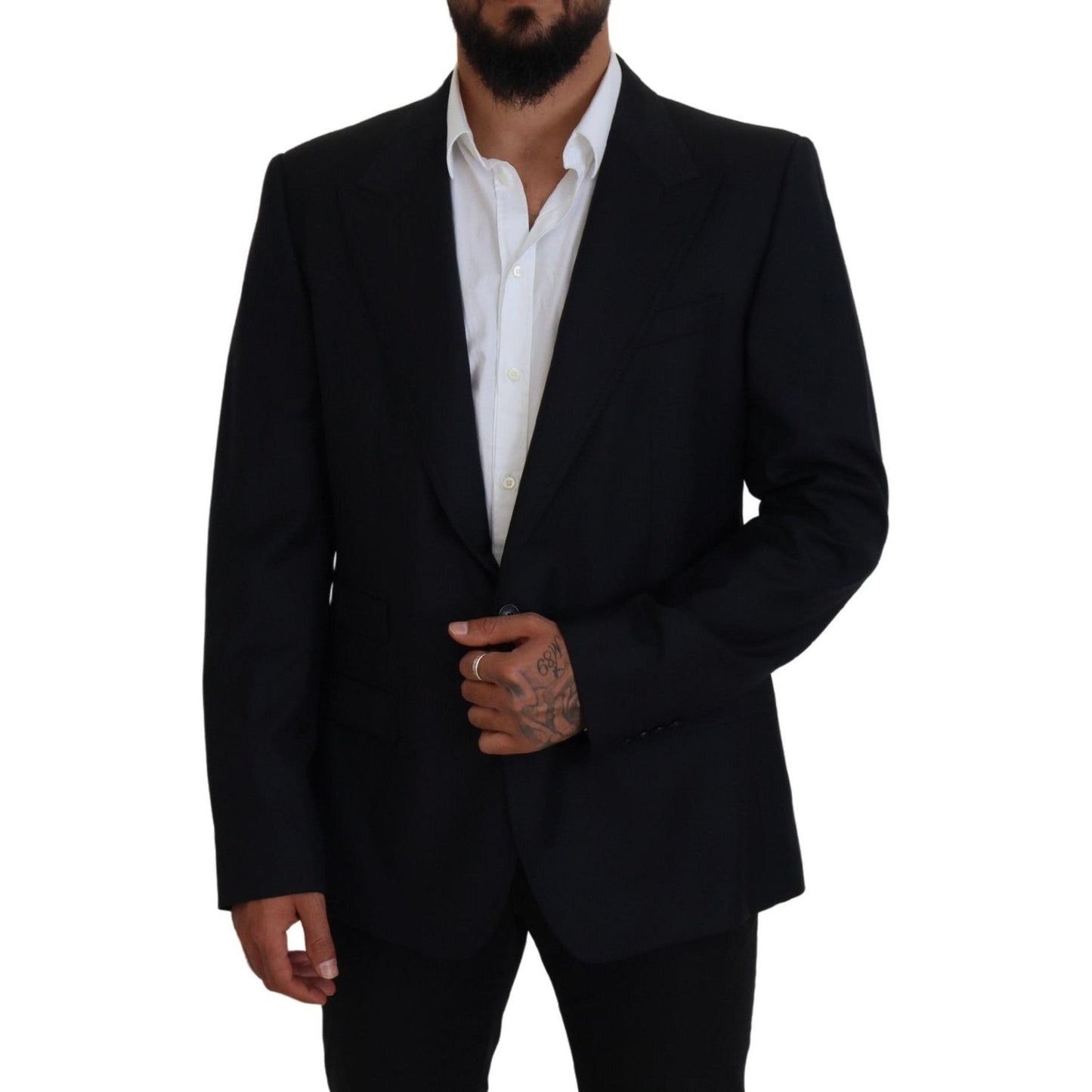 Dolce & Gabbana Dark Blue Wool Formal Sicilia Blazer Dolce & Gabbana