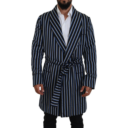 Dolce & Gabbana Black Blue Martini Printed Lining Robe Dolce & Gabbana