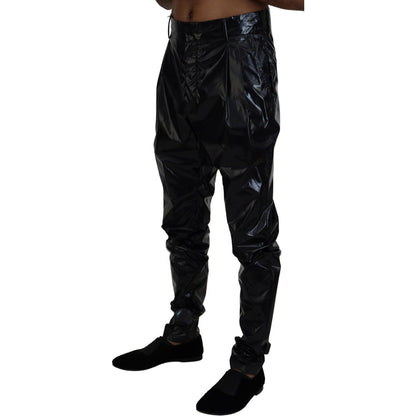 Dolce & Gabbana Black Shining Nylon Skinny Men Pants Dolce & Gabbana