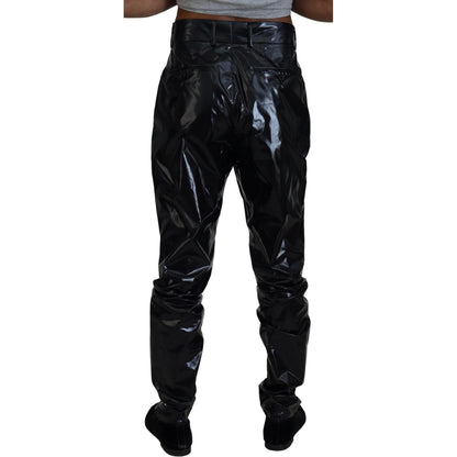 Dolce & Gabbana Black Shining Nylon Skinny Men Pants Dolce & Gabbana