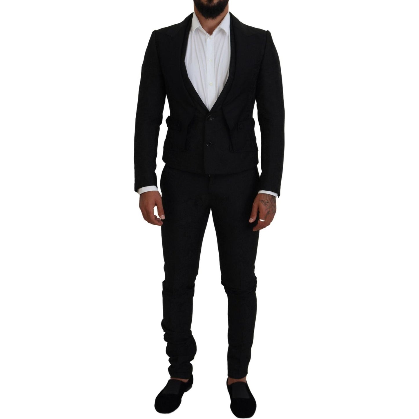 Dolce & Gabbana Black Polyester Men 2 Piece MARTINI Suit Dolce & Gabbana