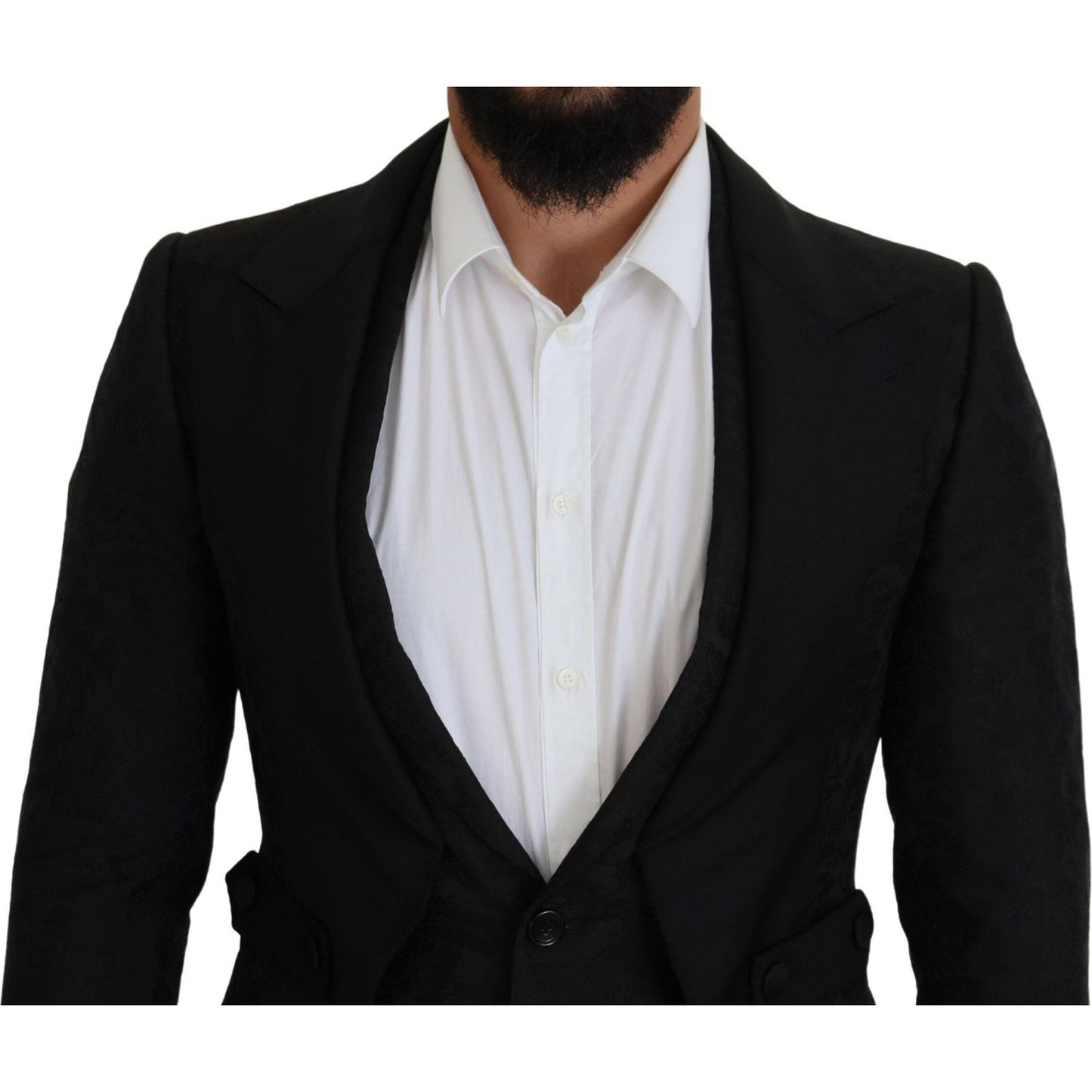 Dolce & Gabbana Black Polyester Men 2 Piece MARTINI Suit Dolce & Gabbana