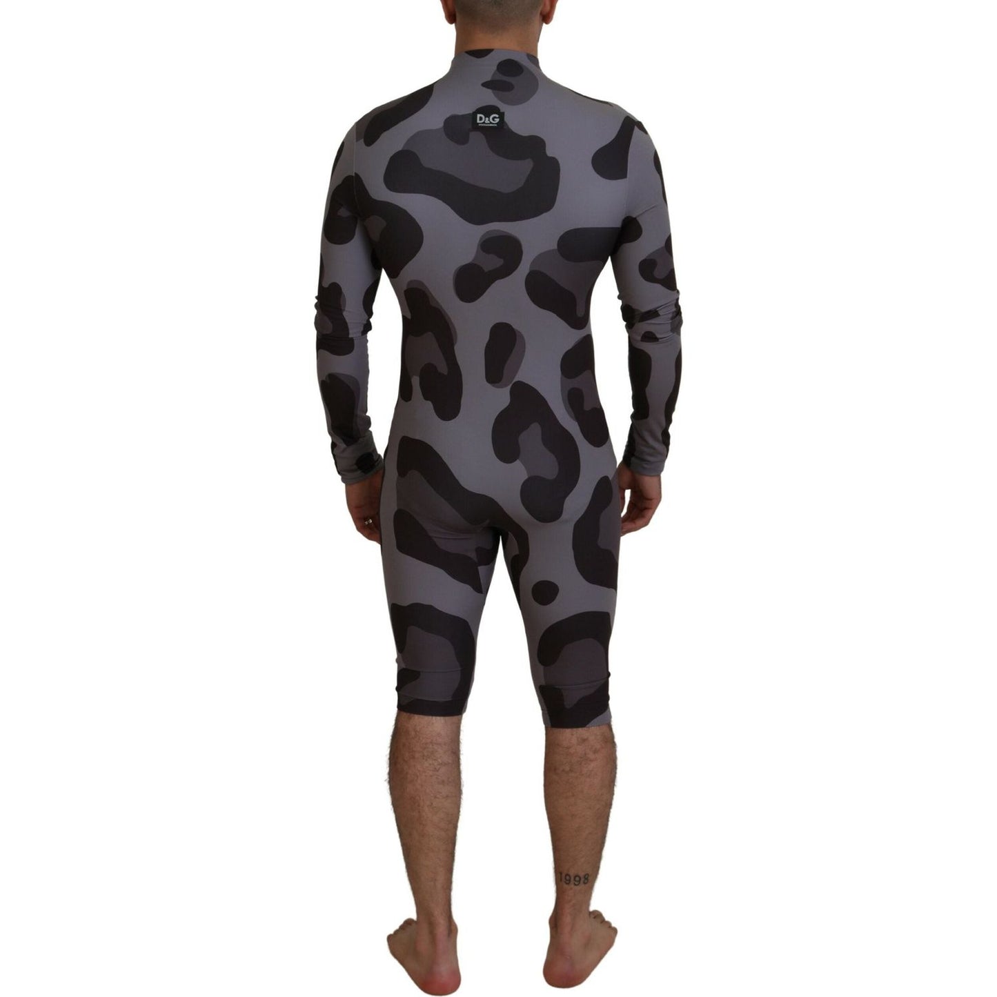 Dolce & Gabbana Gray Patterned Polyester Wetsuit Swimwear Dolce & Gabbana