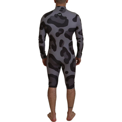 Dolce & Gabbana Gray Patterned Polyester Wetsuit Swimwear Dolce & Gabbana
