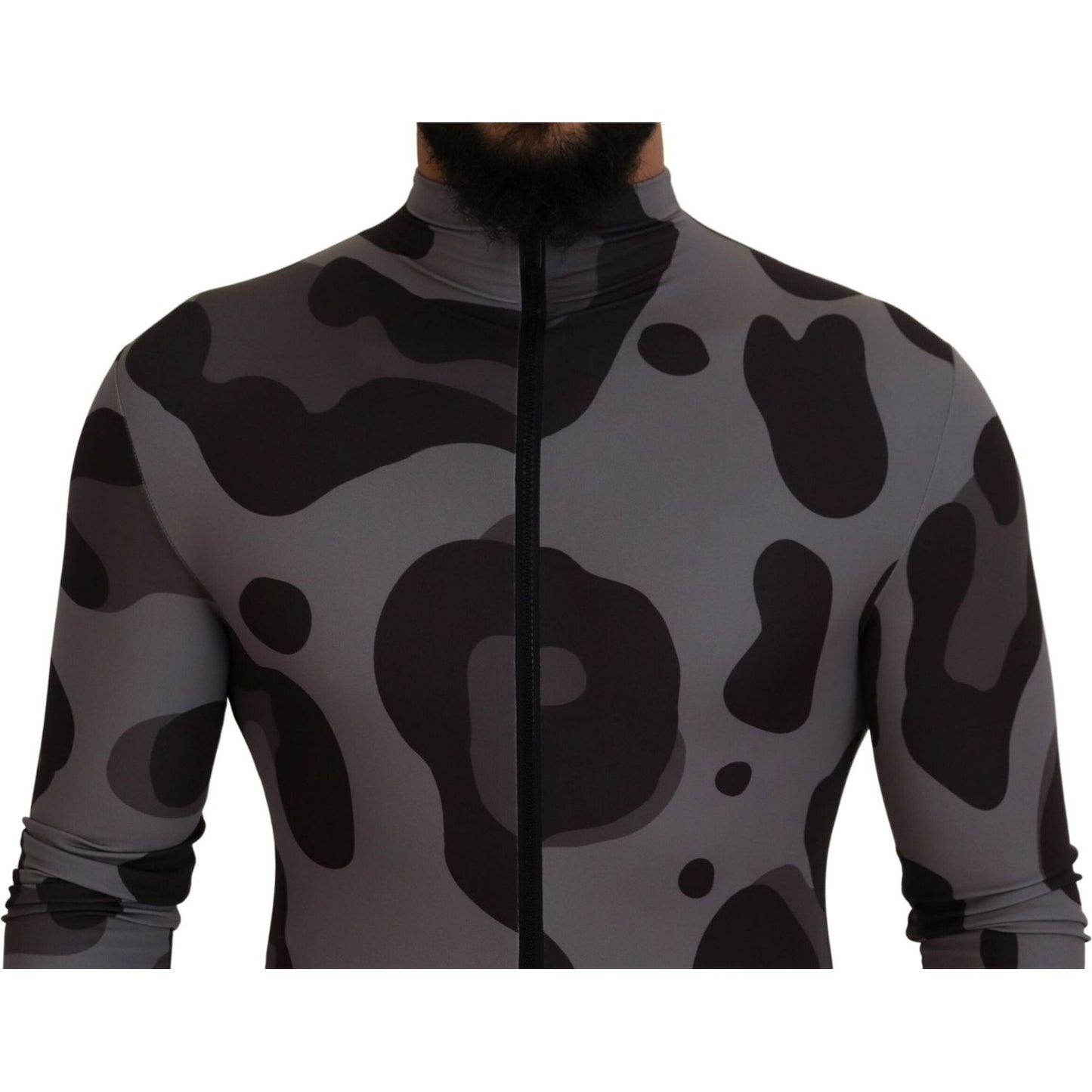 Dolce & Gabbana Gray Patterned Polyester Wetsuit Swimwear Dolce & Gabbana