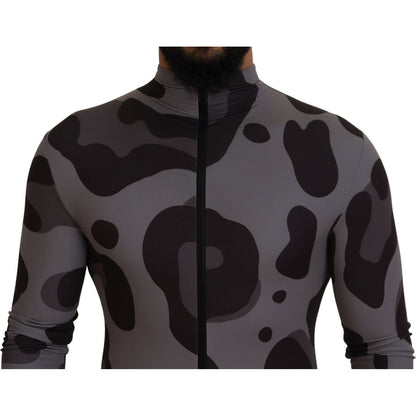 Dolce & Gabbana Gray Patterned Polyester Wetsuit Swimwear Dolce & Gabbana