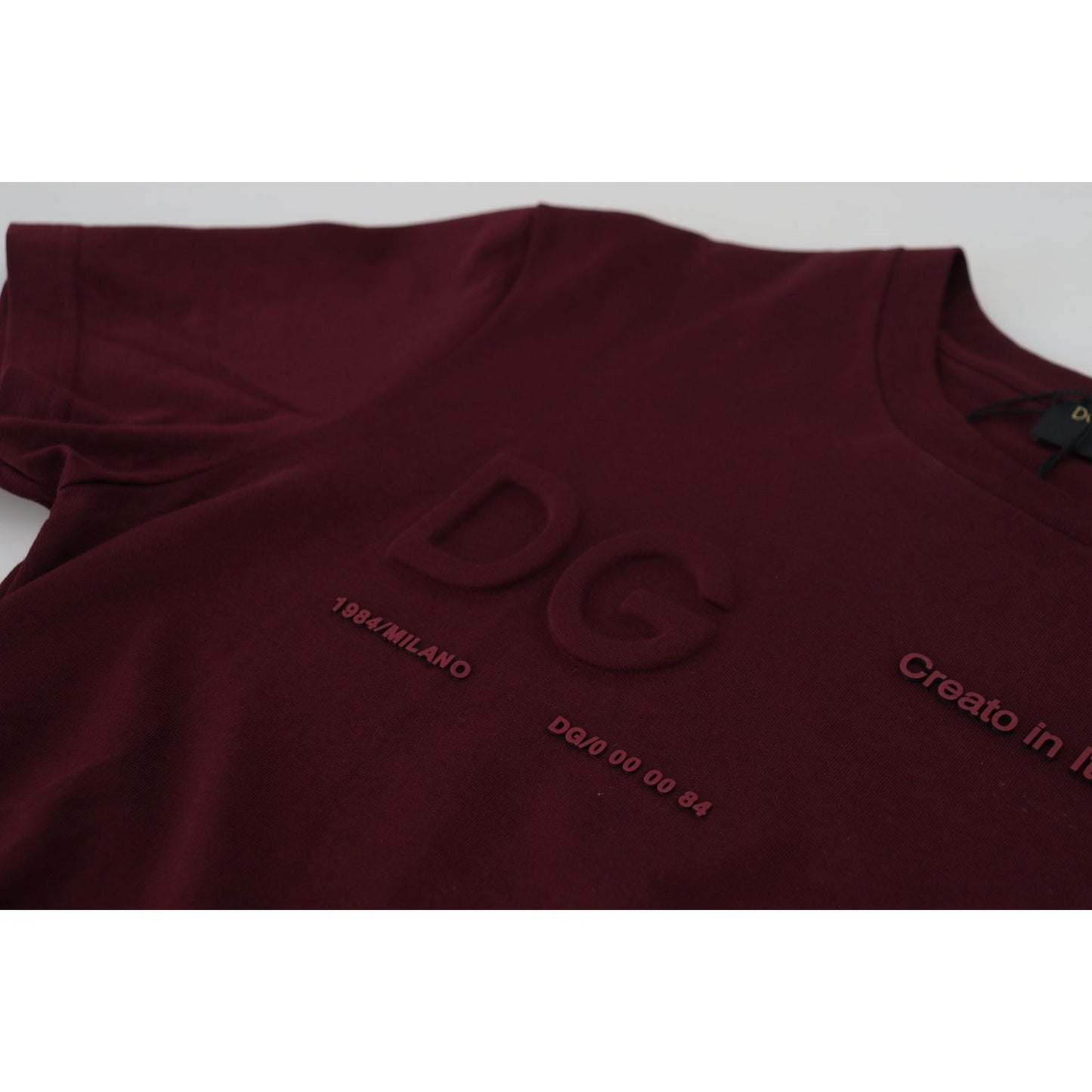 Dolce & Gabbana Maroon Printed Short Sleeves Men T-shirt Dolce & Gabbana