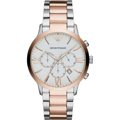 Emporio Armani Silver and Bronze Steel Chronograph Watch Emporio Armani