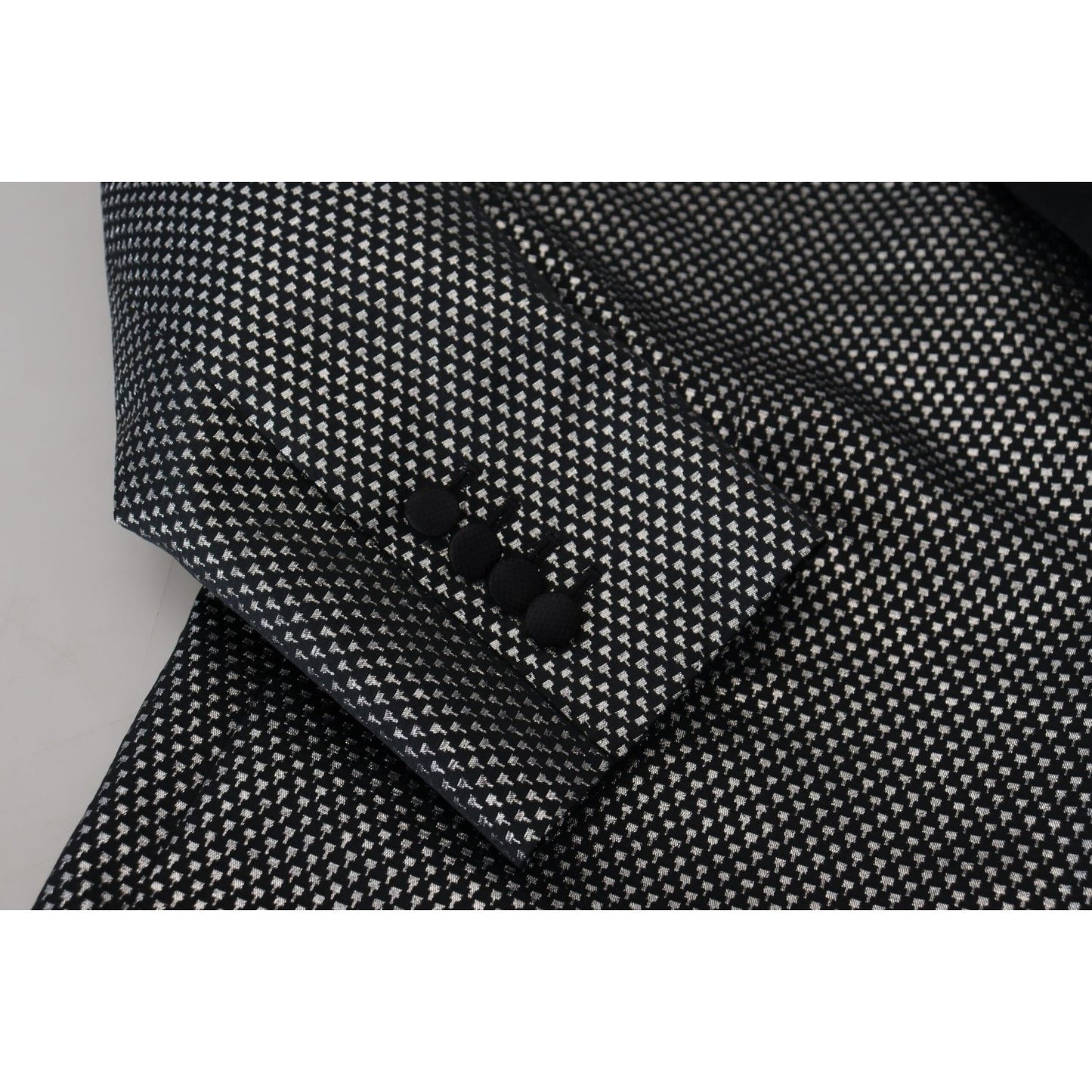 Dolce & Gabbana Black Silver Jacquard Slim Fit Jacket Blazer Dolce & Gabbana