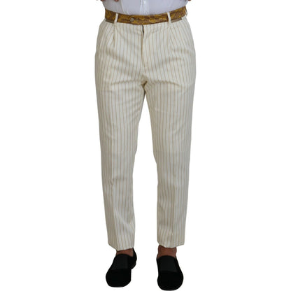 Dolce & Gabbana Off White Gold Striped Tuxedo Slim Fit Suit Dolce & Gabbana