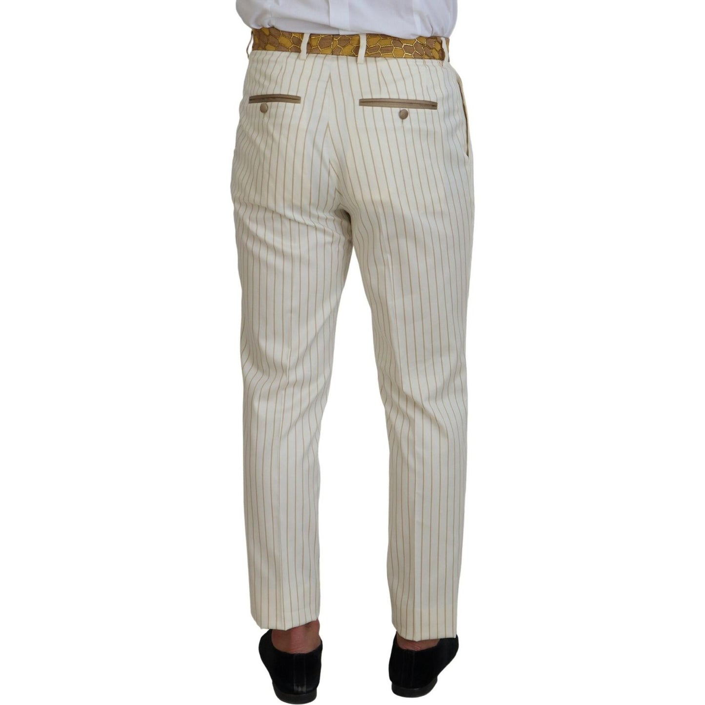Dolce & Gabbana Off White Gold Striped Tuxedo Slim Fit Suit Dolce & Gabbana