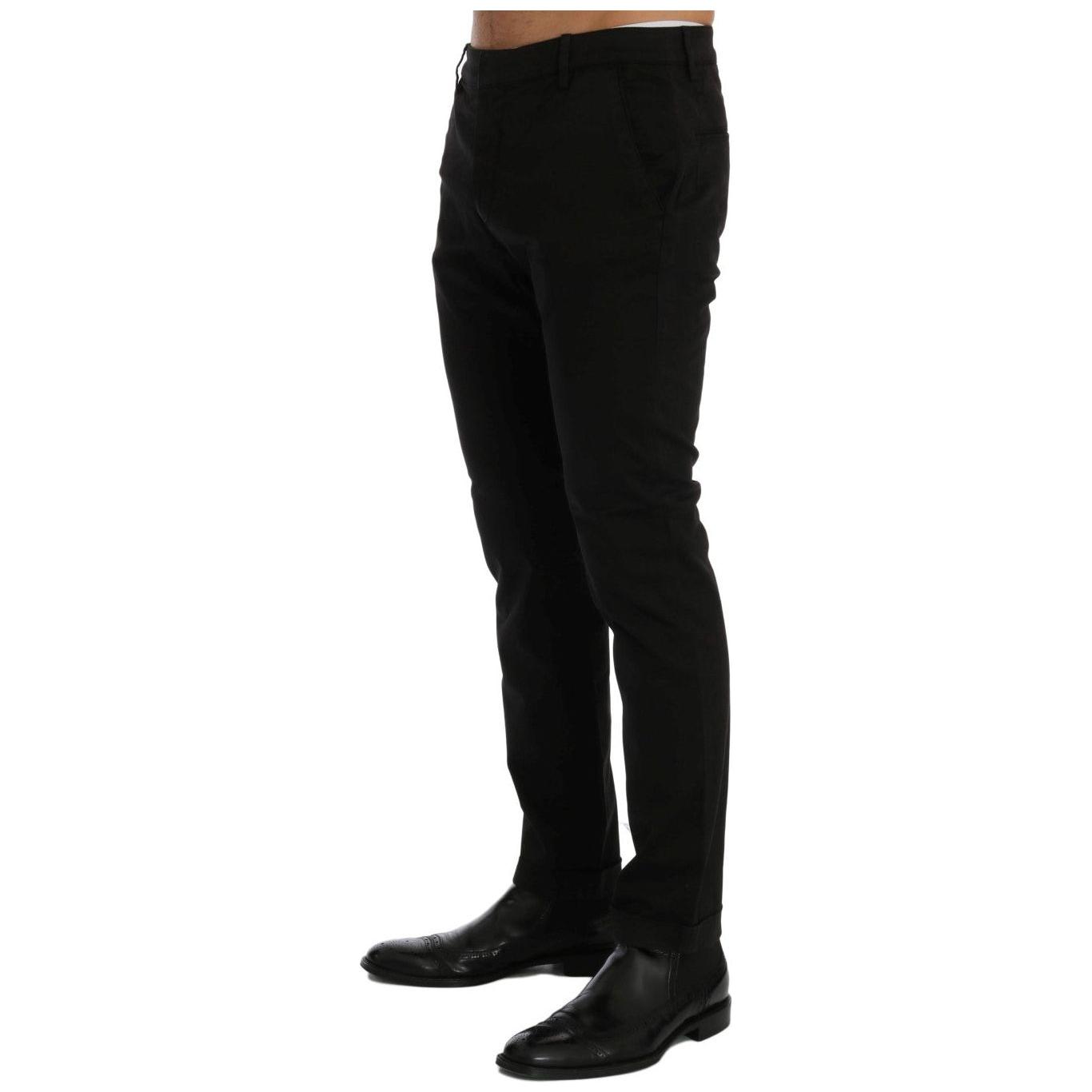 Costume National Black Slim Fit Cotton Stretch Pants Costume National
