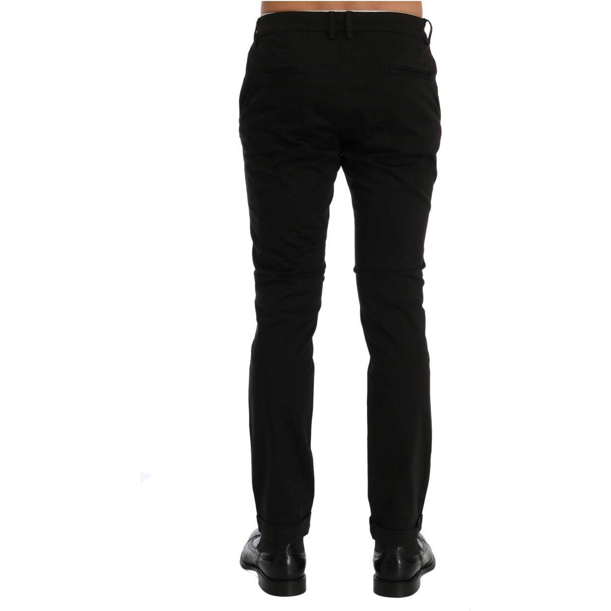 Costume National Black Slim Fit Cotton Stretch Pants Costume National