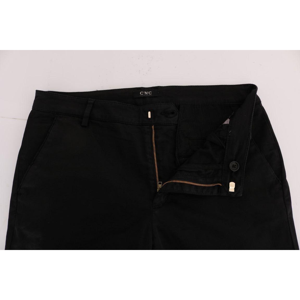 Costume National Black Slim Fit Cotton Stretch Pants Costume National