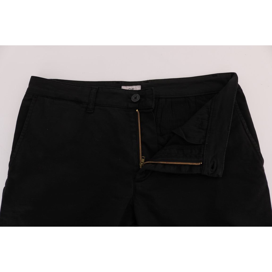 Elegant Slim Fit Black Cotton Trousers