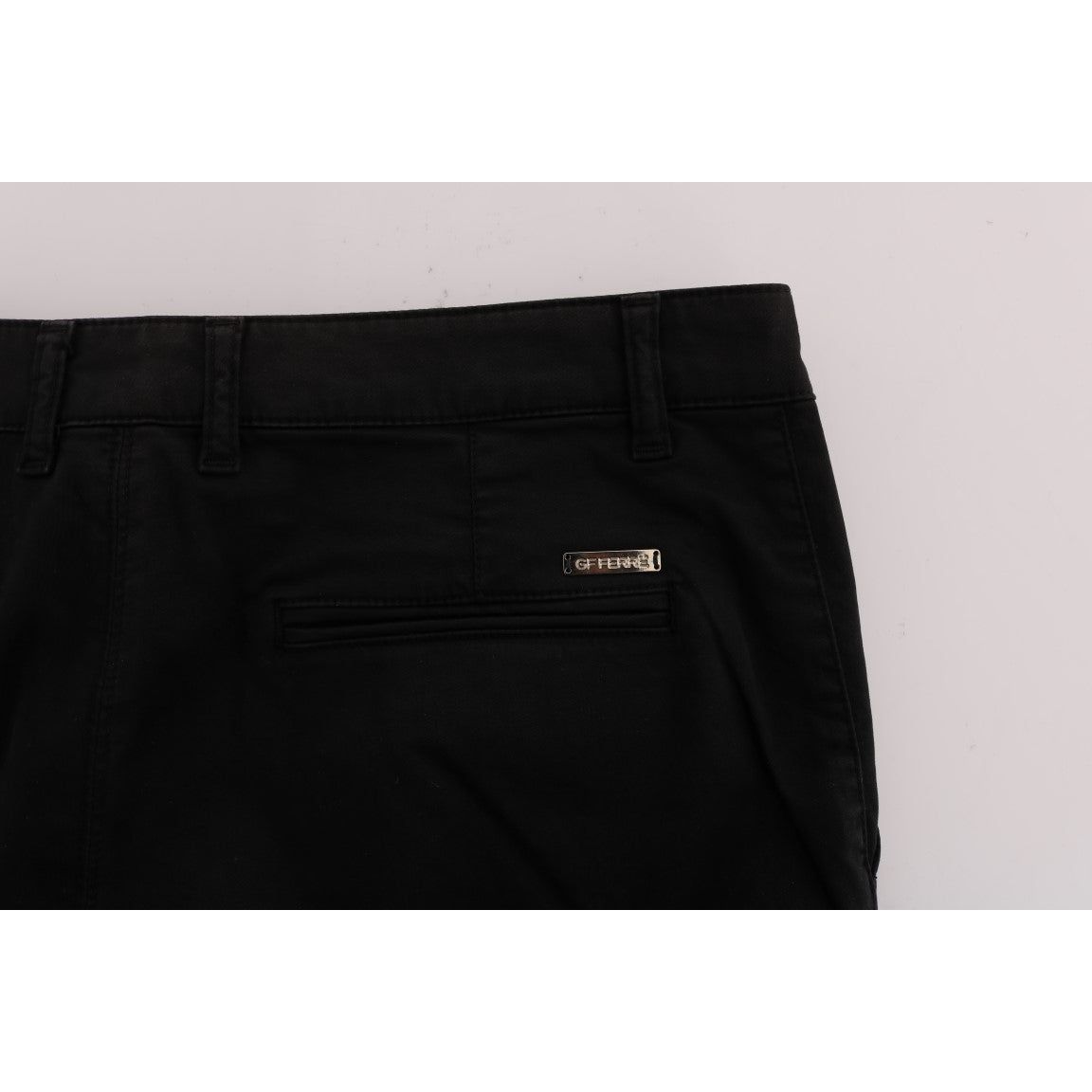 Elegant Slim Fit Black Cotton Trousers