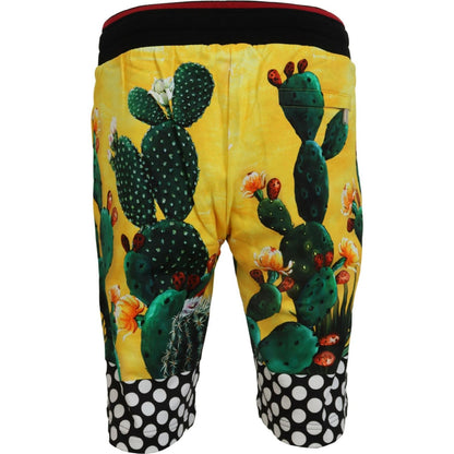 Dolce & Gabbana Multicolor Cactus Print Cotton Sweat Shorts Dolce & Gabbana