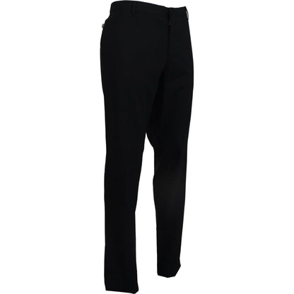 Dolce & Gabbana Black Wool Stretch Dress Formal Slim Fit Pant Dolce & Gabbana