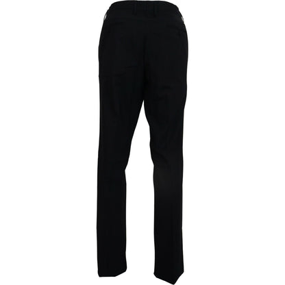 Dolce & Gabbana Black Wool Stretch Dress Formal Slim Fit Pant Dolce & Gabbana