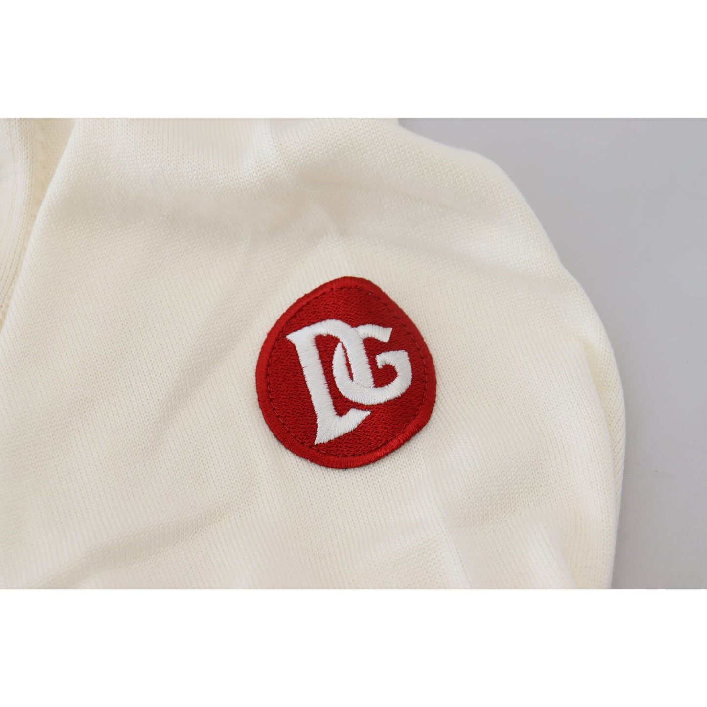 Dolce & Gabbana White Red Knitted V-neck Pullover Sweater Dolce & Gabbana