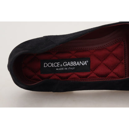 Dolce & Gabbana Black Suede Gold Cross Slip On Loafers Shoes Dolce & Gabbana