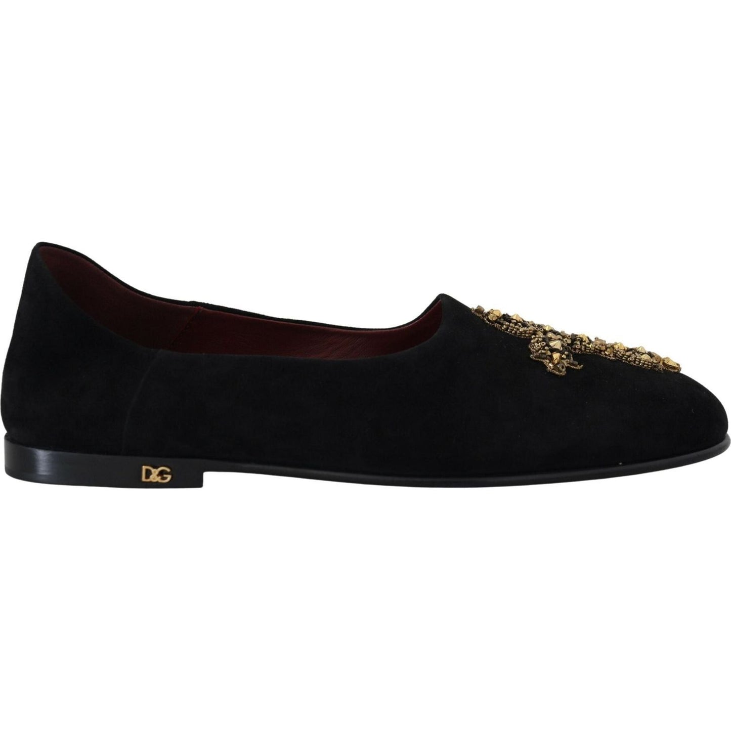 Dolce & Gabbana Black Suede Gold Cross Slip On Loafers Shoes Dolce & Gabbana