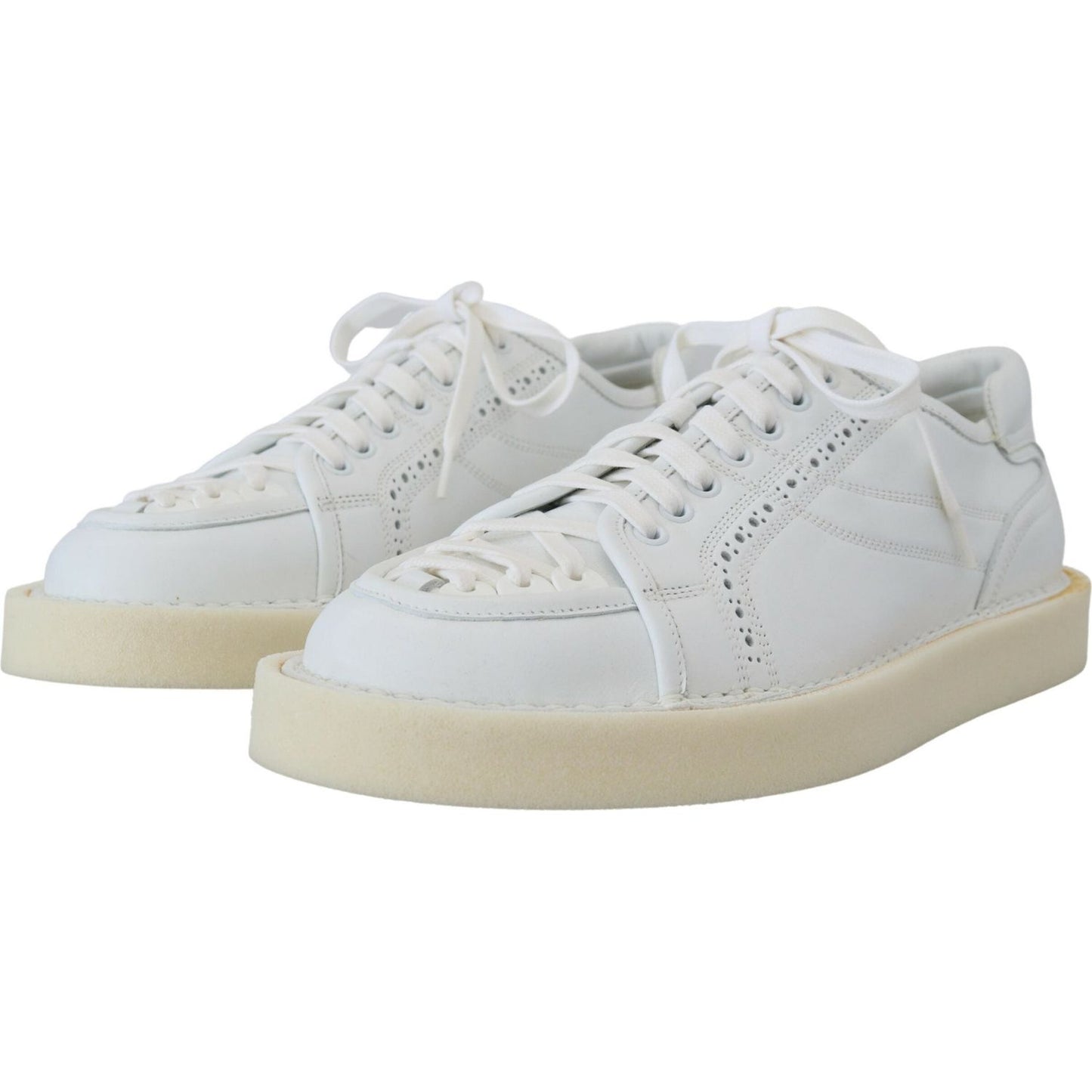Dolce & Gabbana White Leather Low Top Oxford Sneakers Casual Shoes Dolce & Gabbana