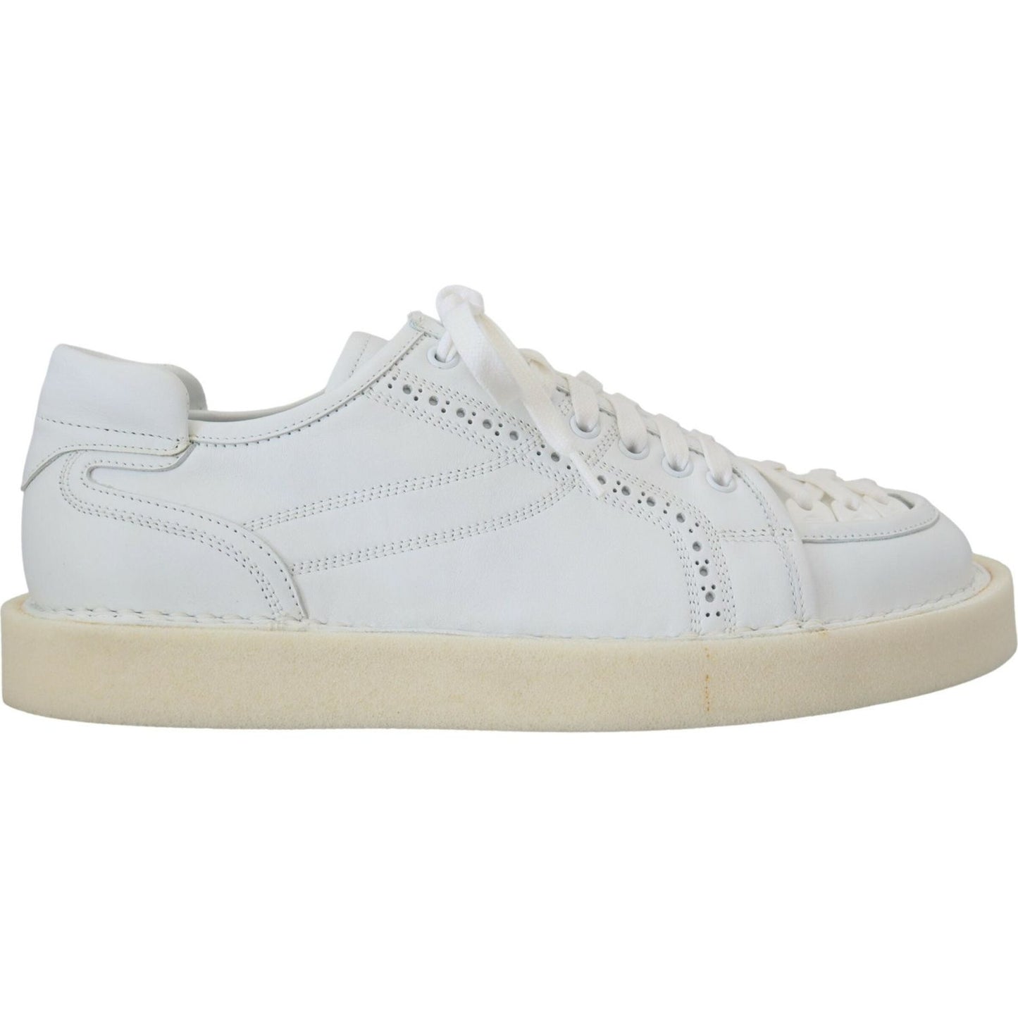 Dolce & Gabbana White Leather Low Top Oxford Sneakers Casual Shoes Dolce & Gabbana