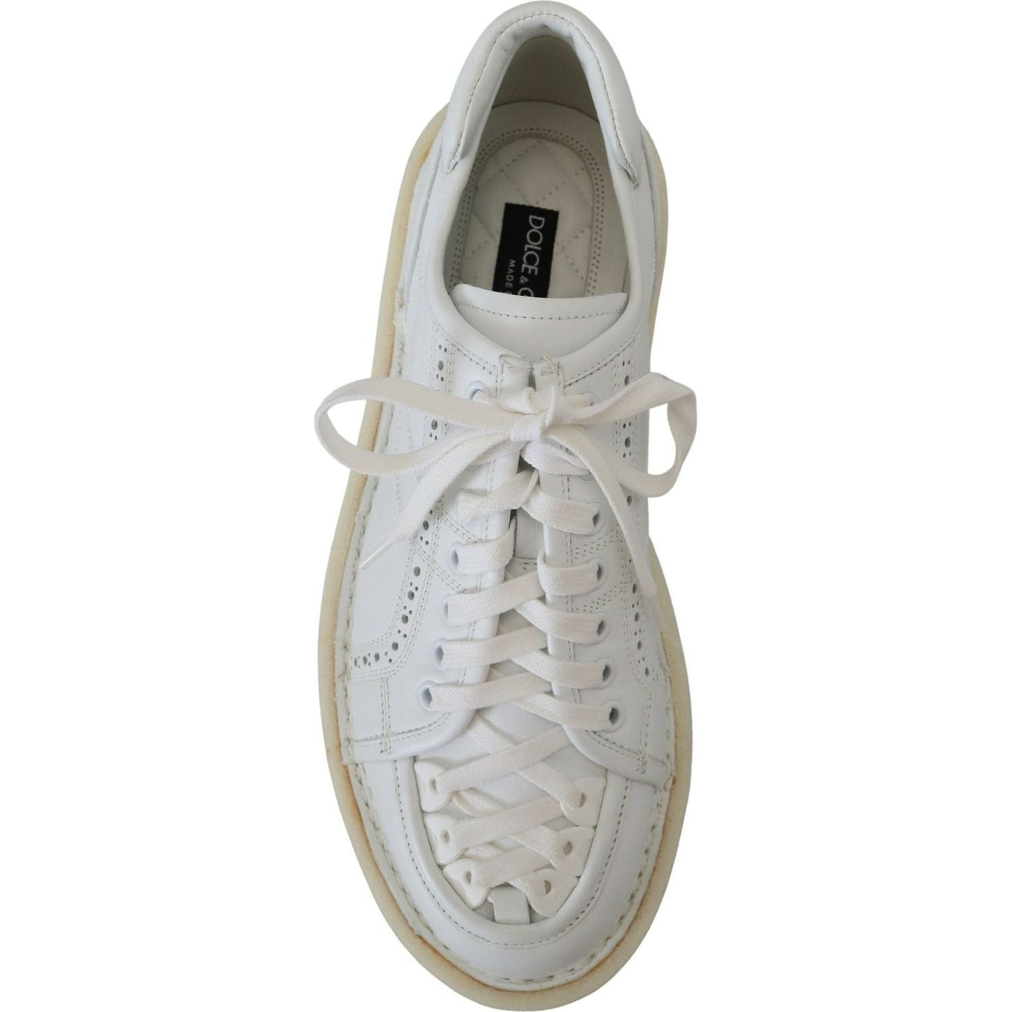 Dolce & Gabbana White Leather Low Top Oxford Sneakers Casual Shoes Dolce & Gabbana