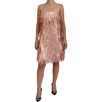 Dolce & Gabbana Pink Tinsel Sleeveless Shift A-line Dress Dolce & Gabbana