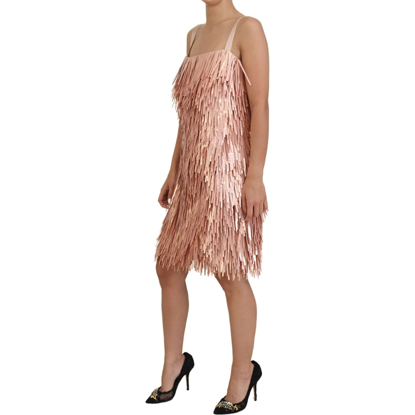 Dolce & Gabbana Pink Tinsel Sleeveless Shift A-line Dress Dolce & Gabbana